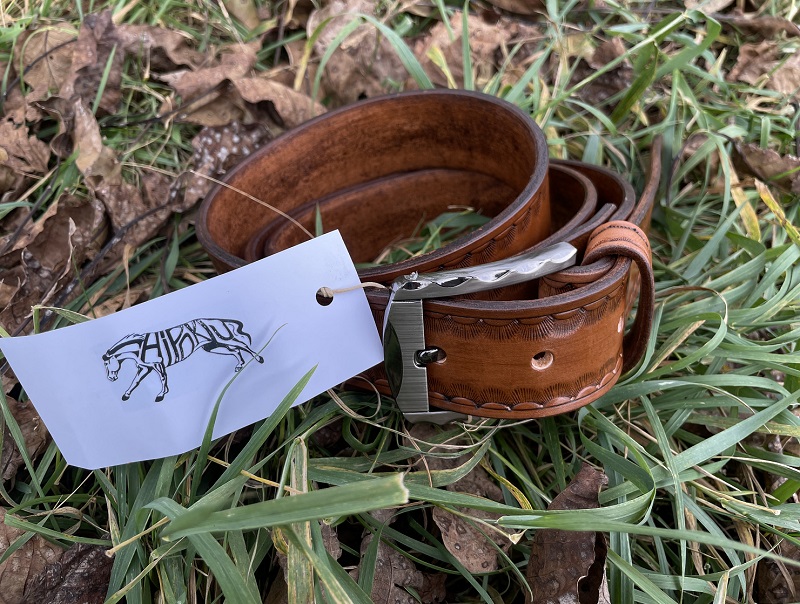 Kožený opasek, š: 4 cm, středně hnědá
