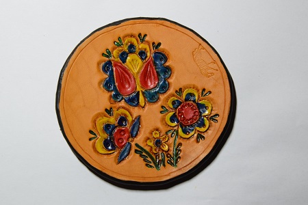 Pivní kožený podtácek - slovácký ornament